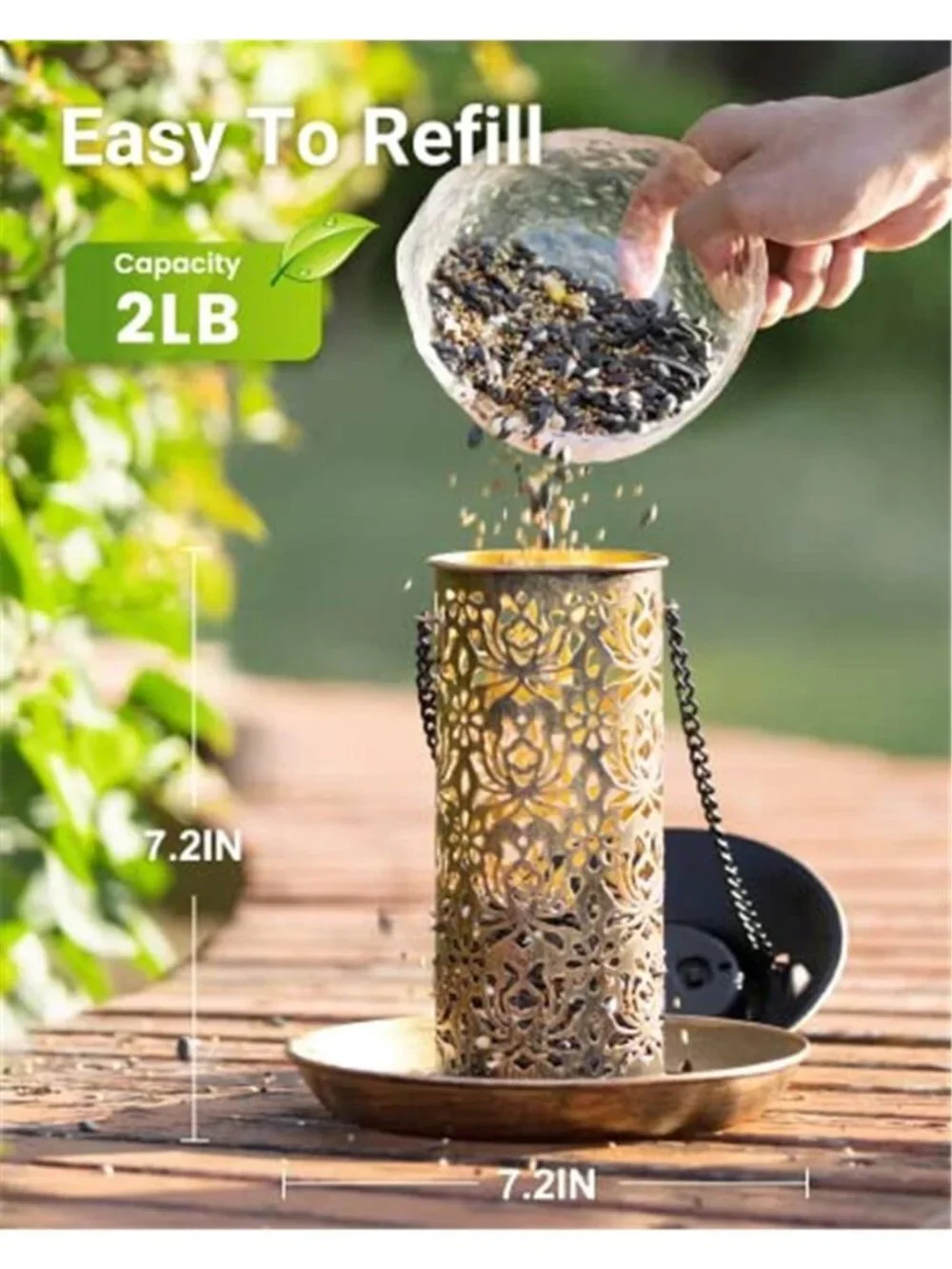 New Solar Bird Feeder for Outdoors Hanging, Metal Wild Bird Feeder for